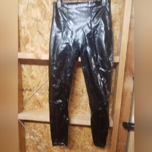 SPANX Black Faux Leather Leggings Size Medium Woman
